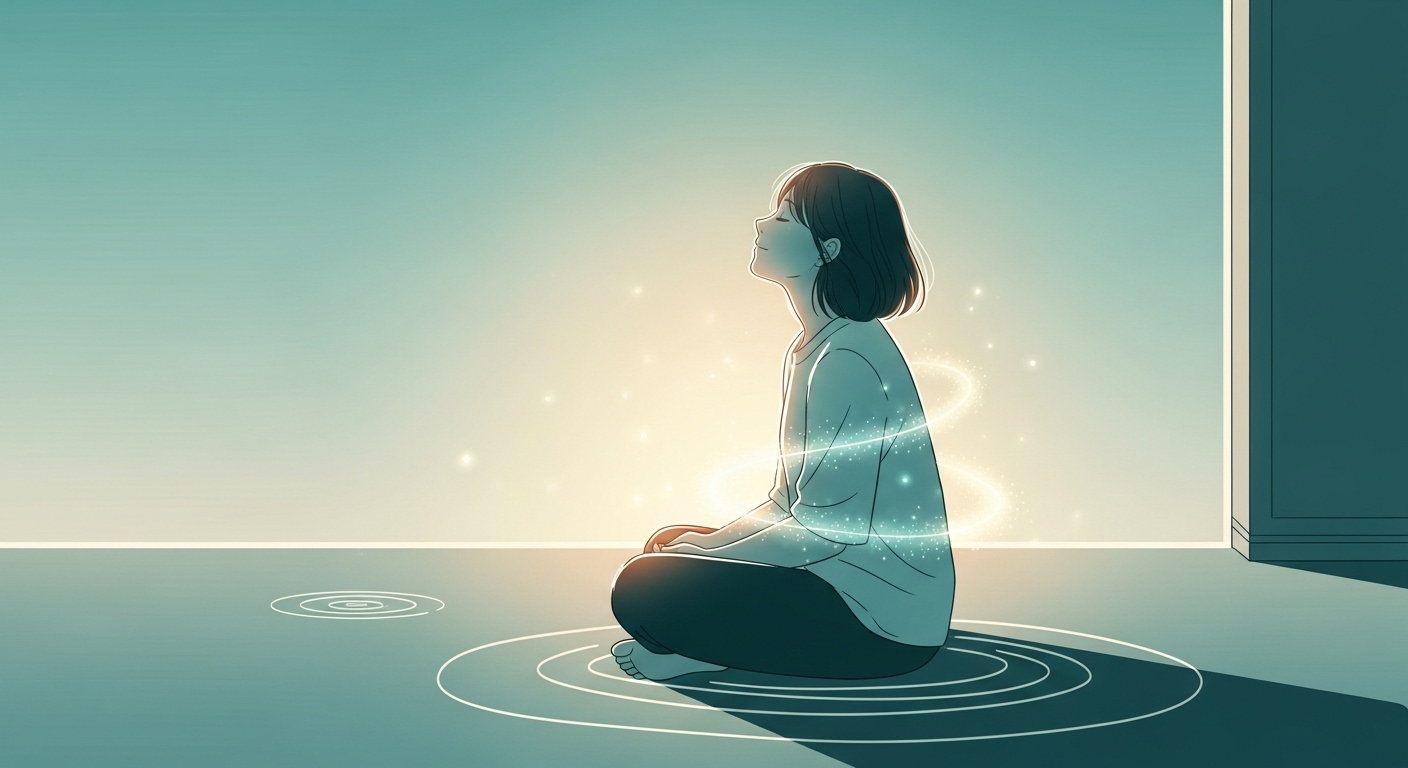 평온하게 명상하며 불안감을 극복하고 멘탈을 강화하는 현대인의 모습