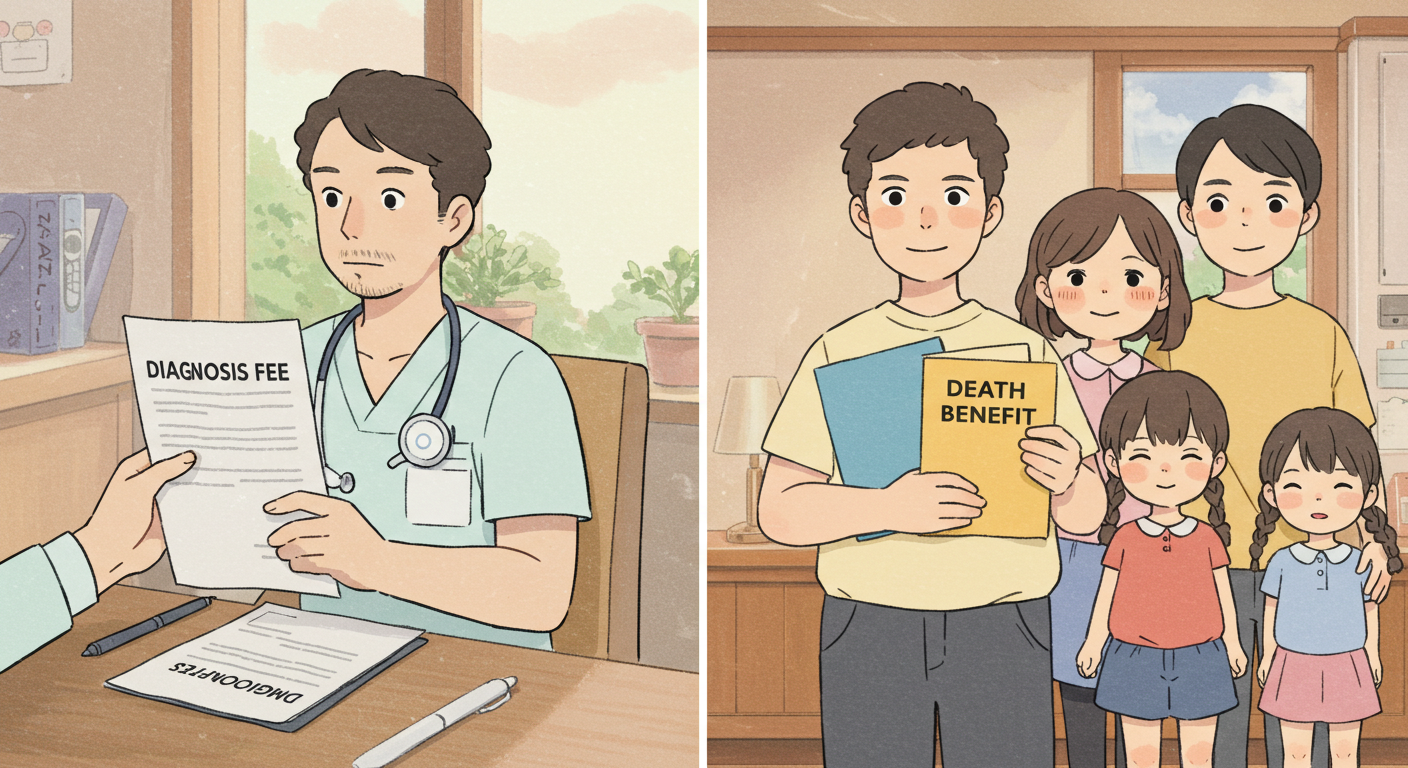 진단금과 사망보장의 차이를 보여주는 인물