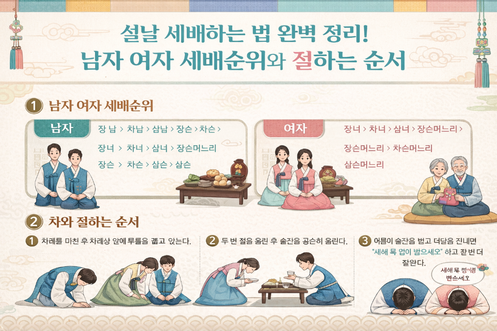 설날 세배 남자 여자 순서와 절법 3분 완벽 정리
