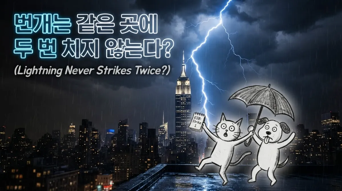 엠파이어 스테이트 빌딩 피뢰침에 내리치는 번개의 장엄한 모습