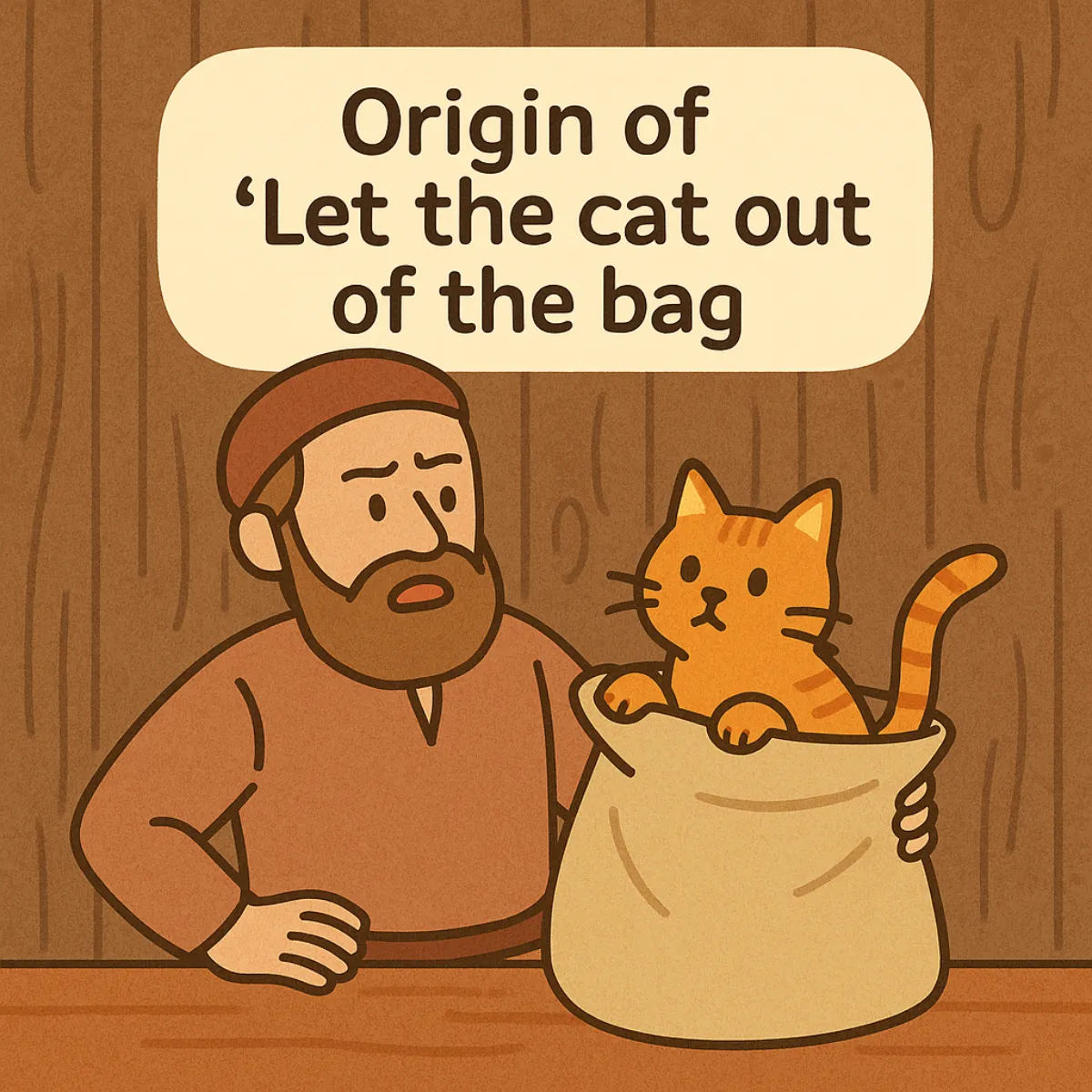 Let the cat out of the bag의 유래 이미지