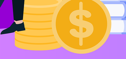 보라색 배경에 책과 일러스트