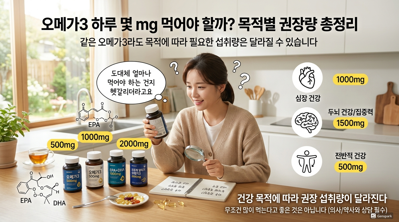 오메가3 하루 몇 mg 먹어야 할까? 목적별 권장량 총정리