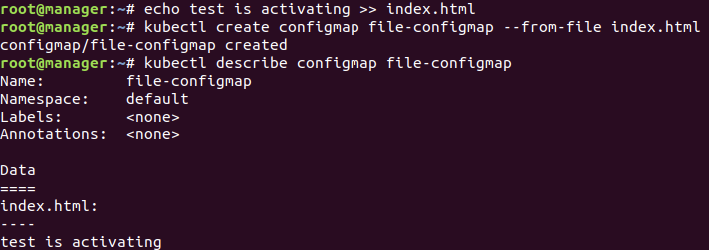 kubectl create configmap using file