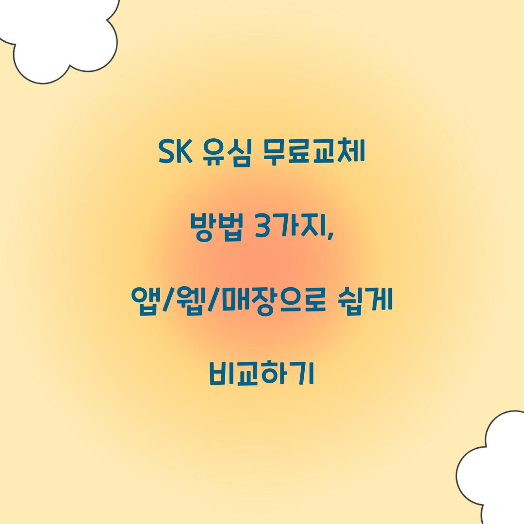 SK 유심 무료교체 방법 3가지: 앱/웹/매장 절차 비교