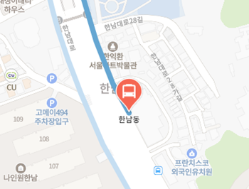 한남동에서 인천공항 리무진 공항버스(6030번) 지도 위치