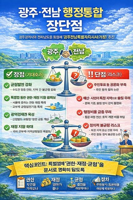 광주 전남 행정통합 총정리-장단점 등