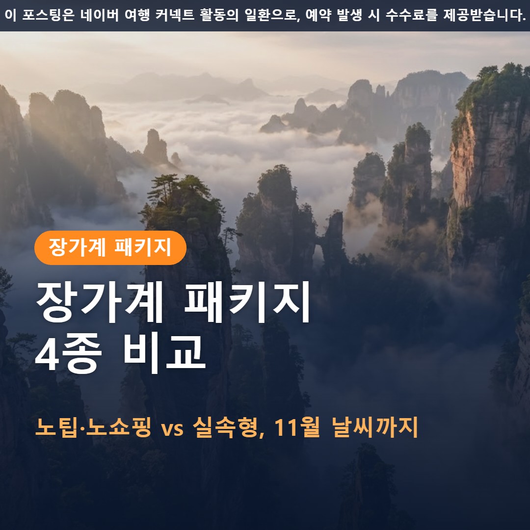 장가계 패키지 4종 비교 네이버 원문