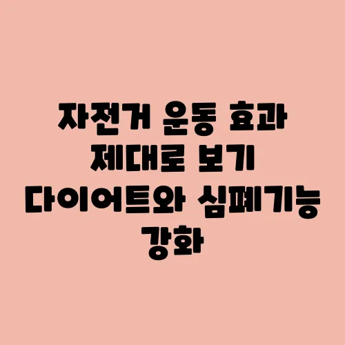자전거 운동 효과 제대로 보기 다이어트와 심폐기능 강화