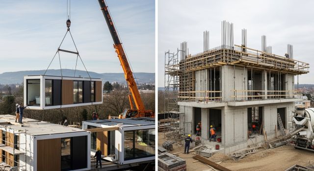 모듈러주택과 철근콘크리트 주택 공사 방식 비교 이미지