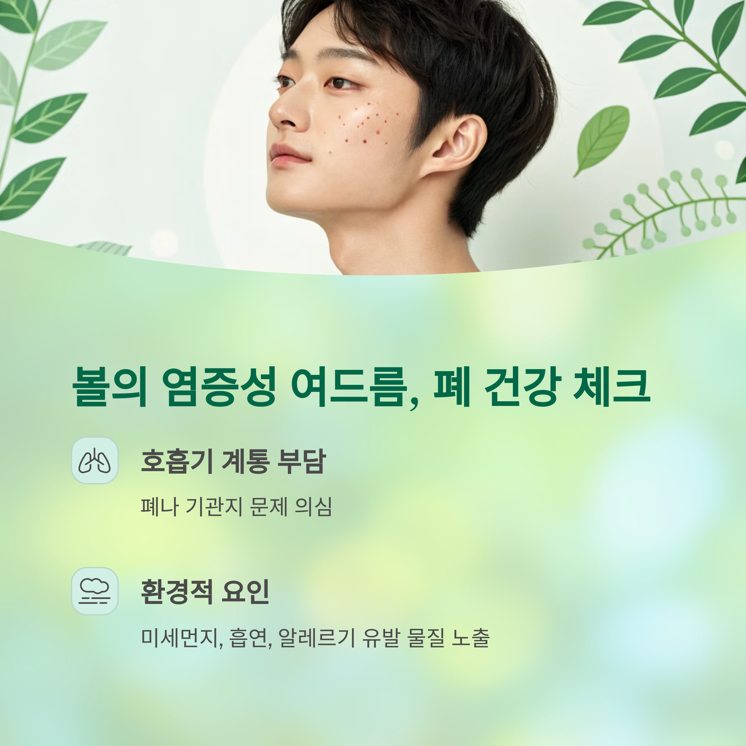 갑자기 생긴 피부 트러블, 몸 속 건강 이상 신호일 수 있습니다 - 단순 피부 문제로 넘기지 마세요, 건강 경고일 수 있습니다 - 염증성 여드름이 볼에 집중될 경우 폐 기능 점검 갑자기 생긴 피부 트러블, 몸 속 건강 이상 신호일 수 있습니다 - 단순 피부 문제로 넘기지 마세요, 건강 경고일 수 있습니다 - 염증성 여드름이 볼에 집중될 경우 폐 기능 점검