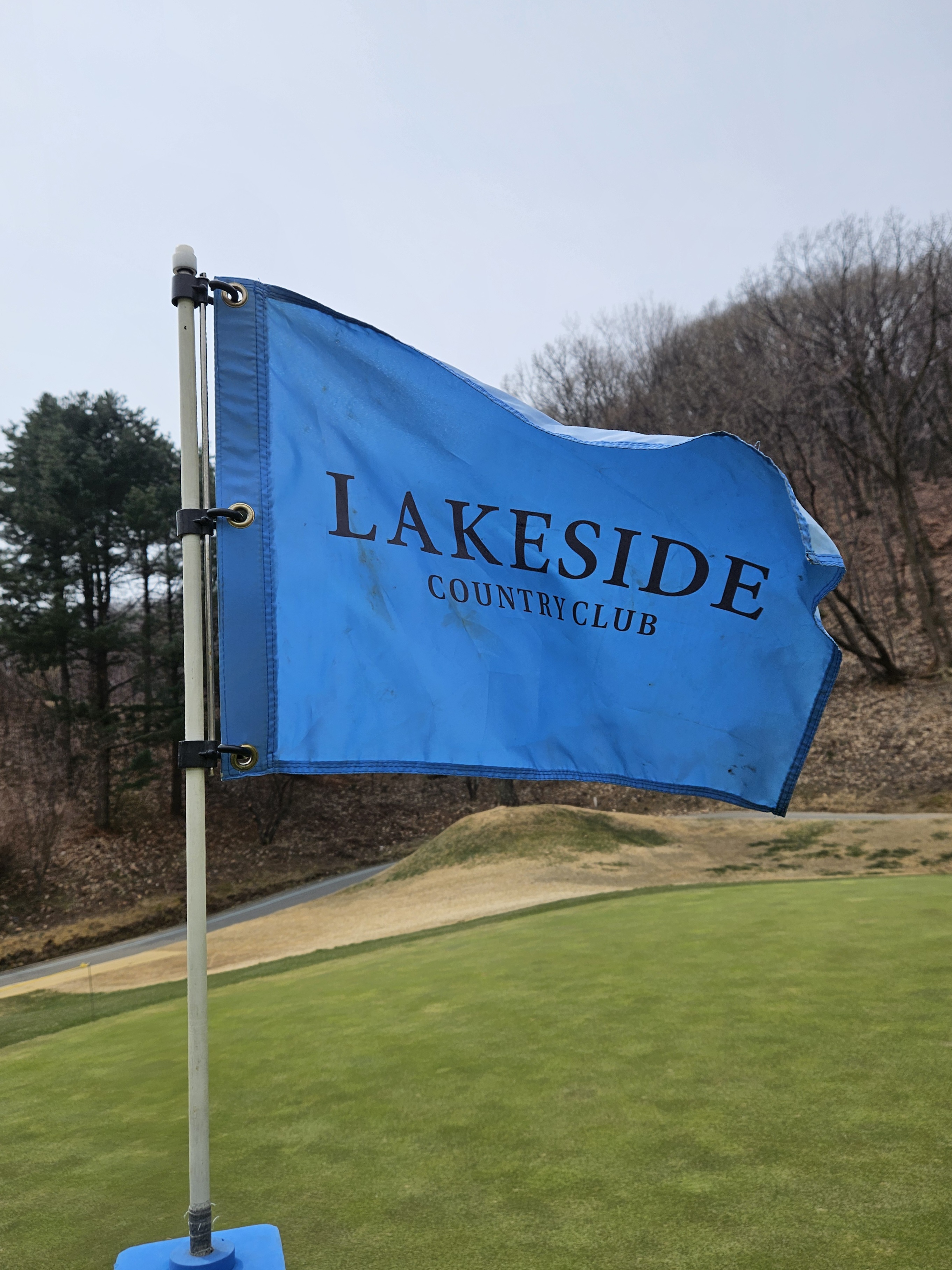 그린에서 바람에 날리는