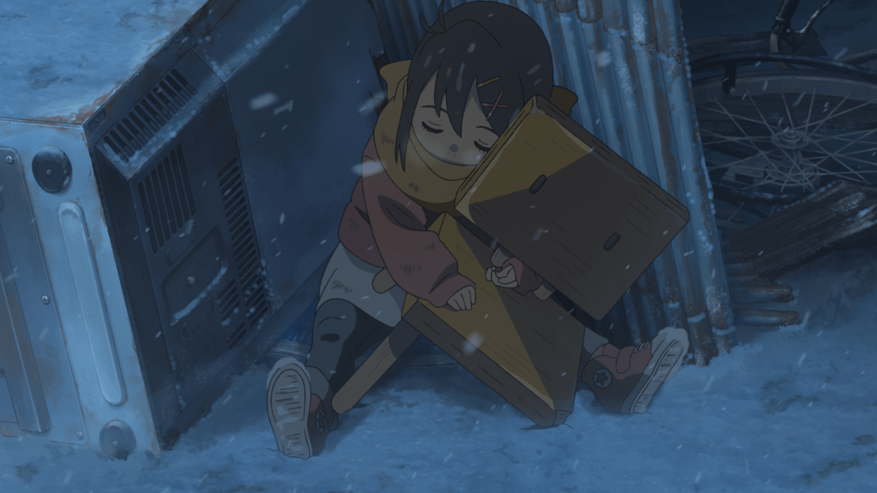 어린 시절 문 너머의 저세상 속의 스즈메와 의자