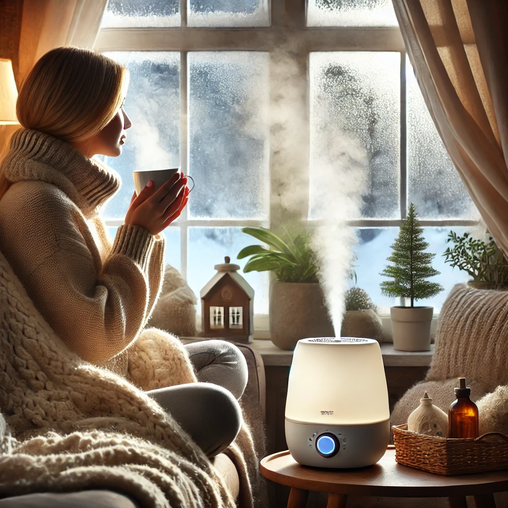 축농증 환자를 위한 겨울철 실내 관리법을 강조한 아늑한 실내 장면