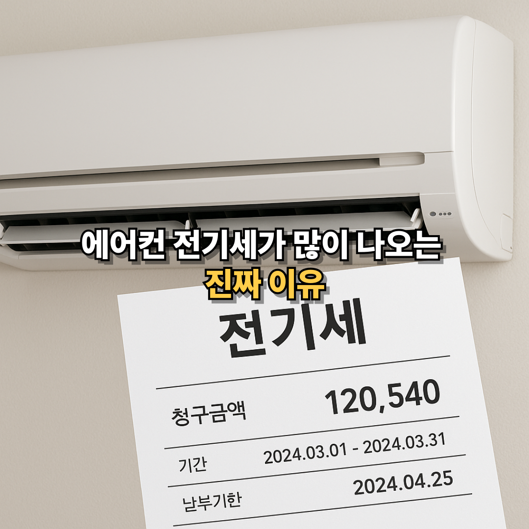 에어컨과 전기요금 고지서 이미지, 전기세가 많이 나오는 원인을 설명하는 콘텐츠 썸네일