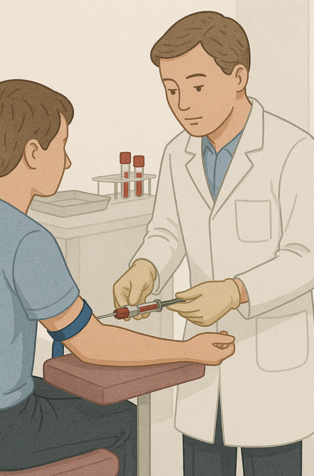 건강검진 체혈하는 모습