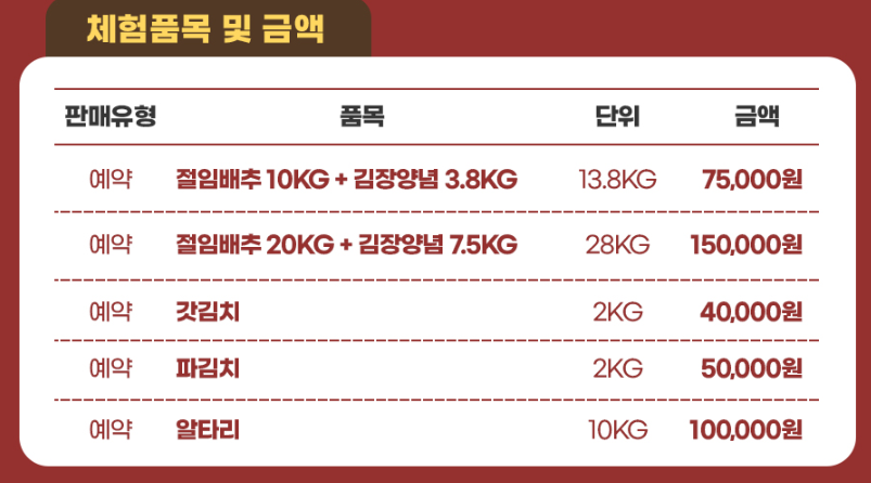 2025 김장체험 예약