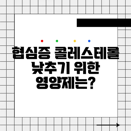협심증 콜레스테롤 낮추기 위한 영양제는?