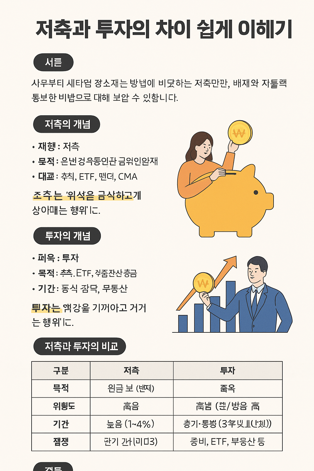 저축과 투자의 차이 쉽게 이해하기