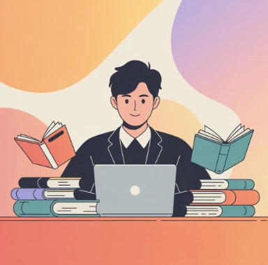 보육교사 자격증 공부중인사람 예시 일러스트