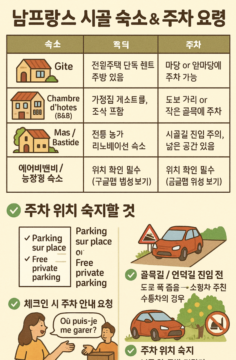 남프랑스 시골 숙소와 주차 요령 리스트