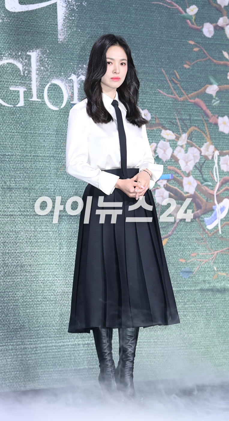 배우 송혜교가 20일 오전 서울 종로구 JW매리어트 서울에서 진행된 넷플릭스 시리즈 &#39;더 글로리&#39; 제작발표회에 참석하고 있다. [사진=정소희 기자]