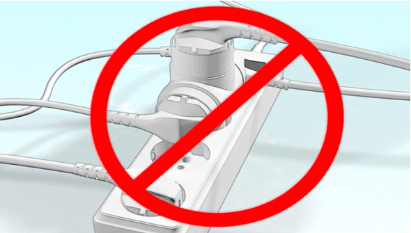 삼성 에어컨 멀티탭 연결은 안된다는 사진