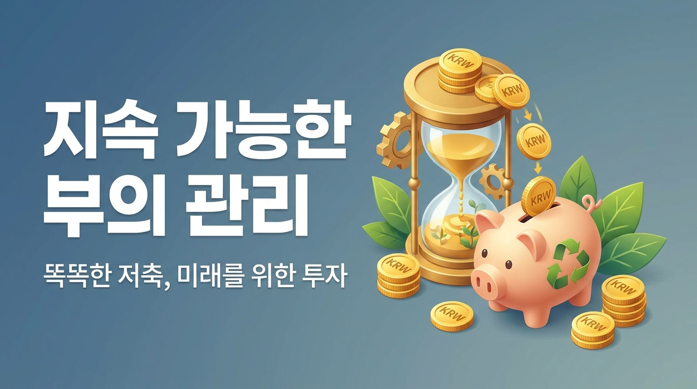 지속 가능한 자산 관리를 상징하는 모래시계와 동전 3D 일러스트