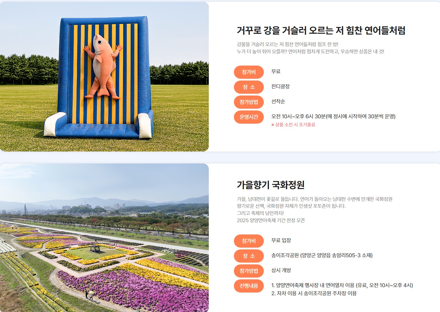 2025양양연어축제 연어 맨손잡기,상품권 환급