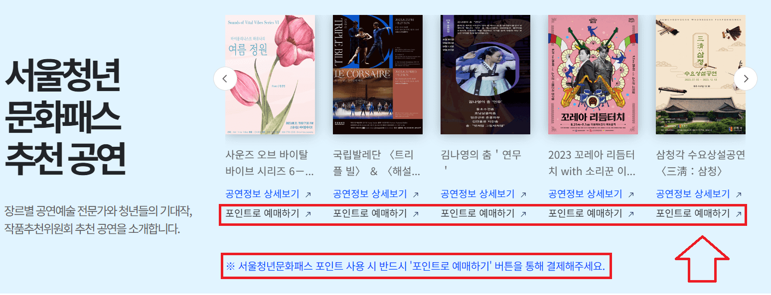 서울청년문화패스 공연 예매 방법