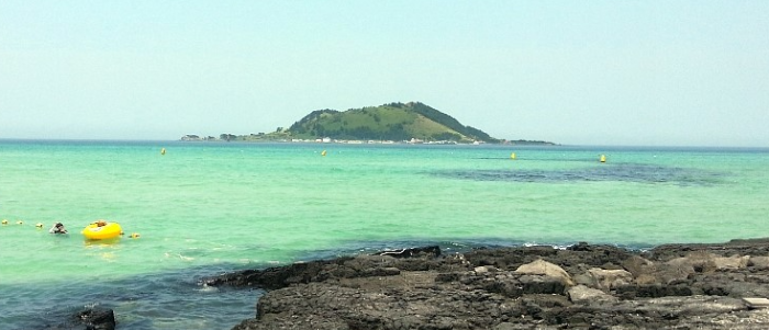 협재해수욕장 에메랄드 바다 비양도