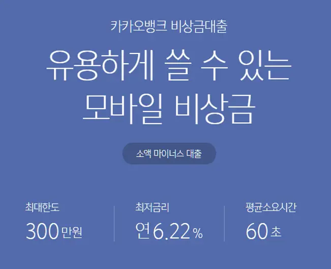 카카오뱅크 비상금대출 상품안내