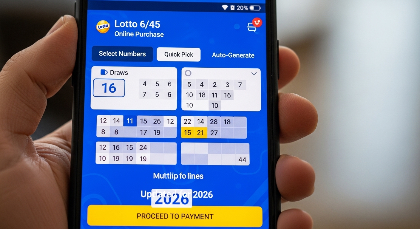 집 소파에 앉아 스마트폰으로 로또를 구매하는 모습.