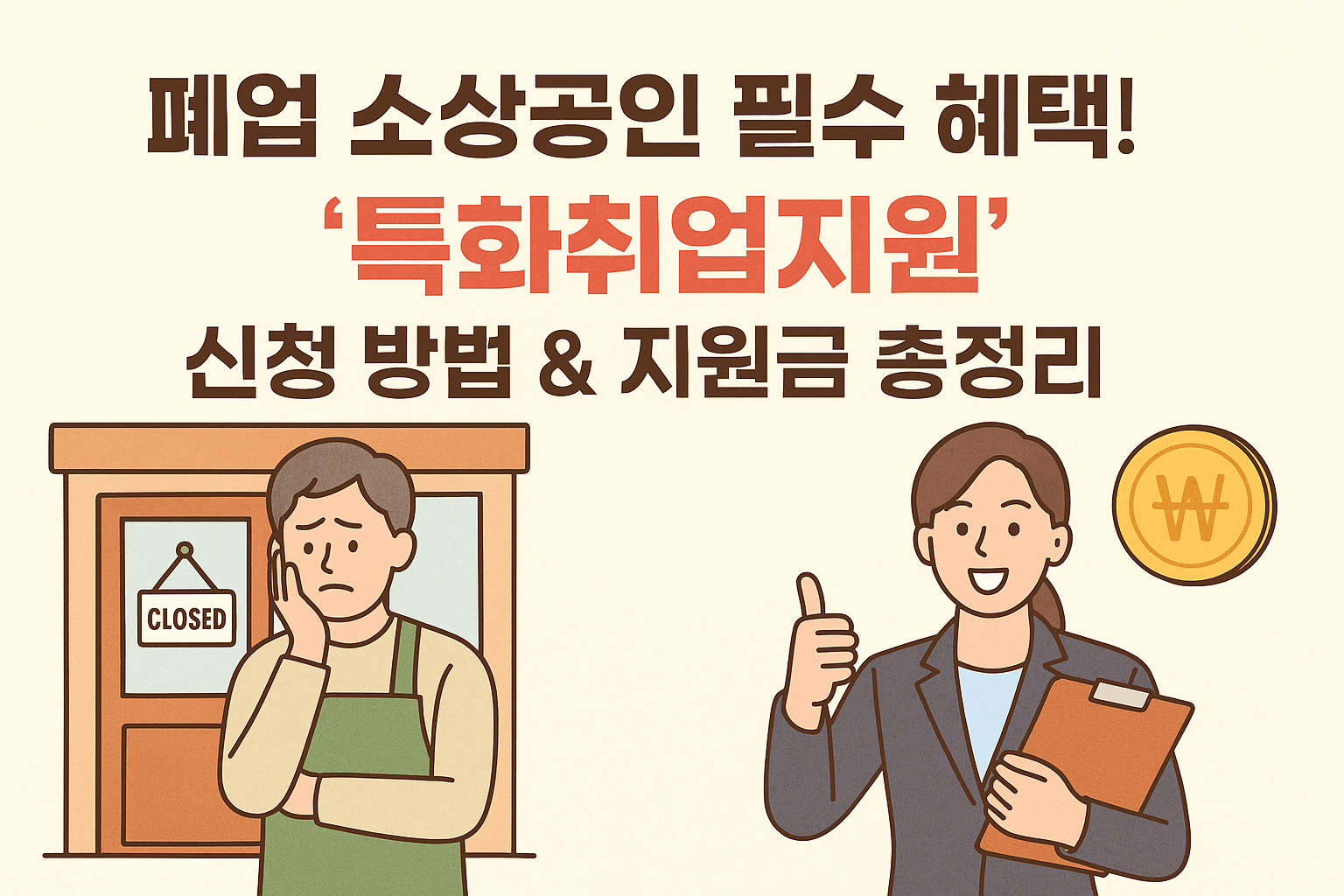 "폐업 소상공인 필수 혜택! '특화취업지원' 신청 방법 & 지원금 총정리"