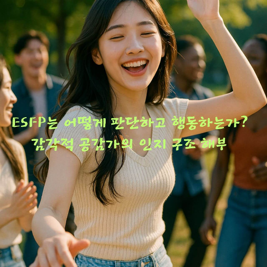 ESFP, MBTI 성격유형, 외향감각, 내향감정, 감정 기반 판단,
즉흥적 실행, 사람 중심 성격, 감각적 공감, 성격심리학, 실천적 행동가