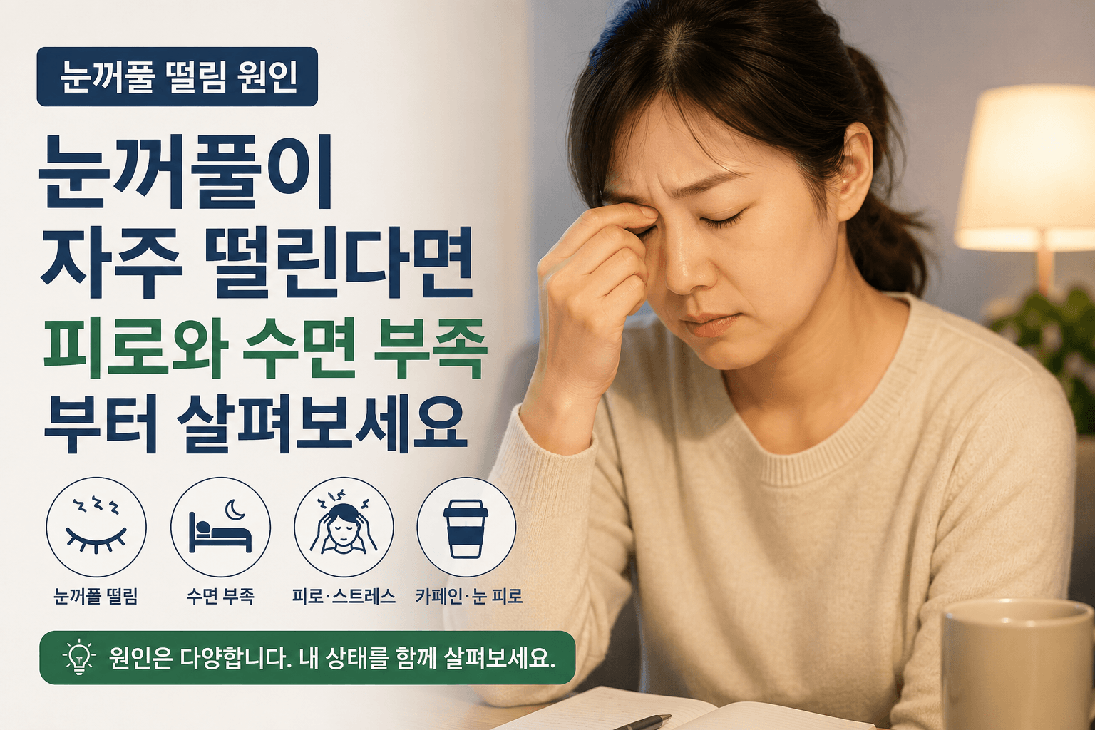 눈꺼풀이 자주 떨린다면 피로,수면 부족 살펴보세요