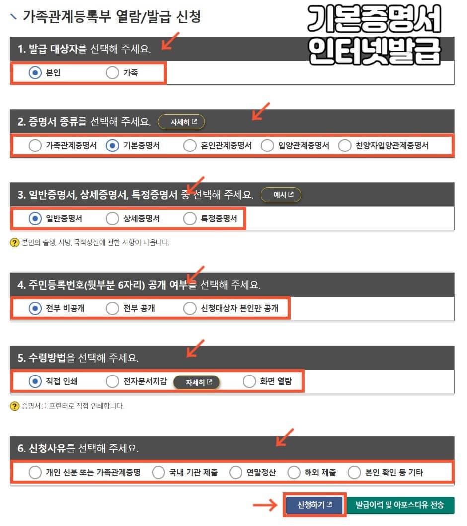 기본증명서 인터넷발급