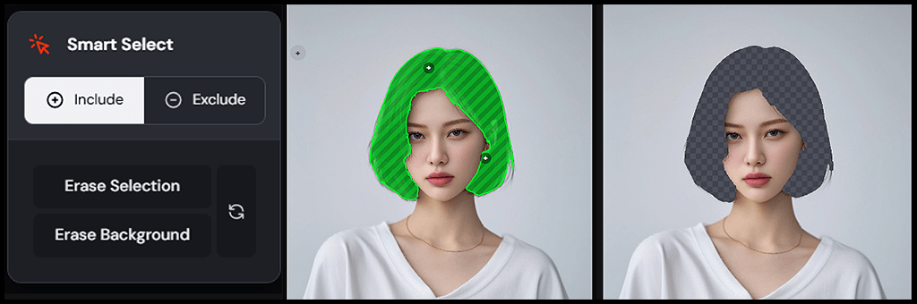 Midjourney Edit 기능에서 스마트 셀렉트 사용 예시 이미지_Midjourney