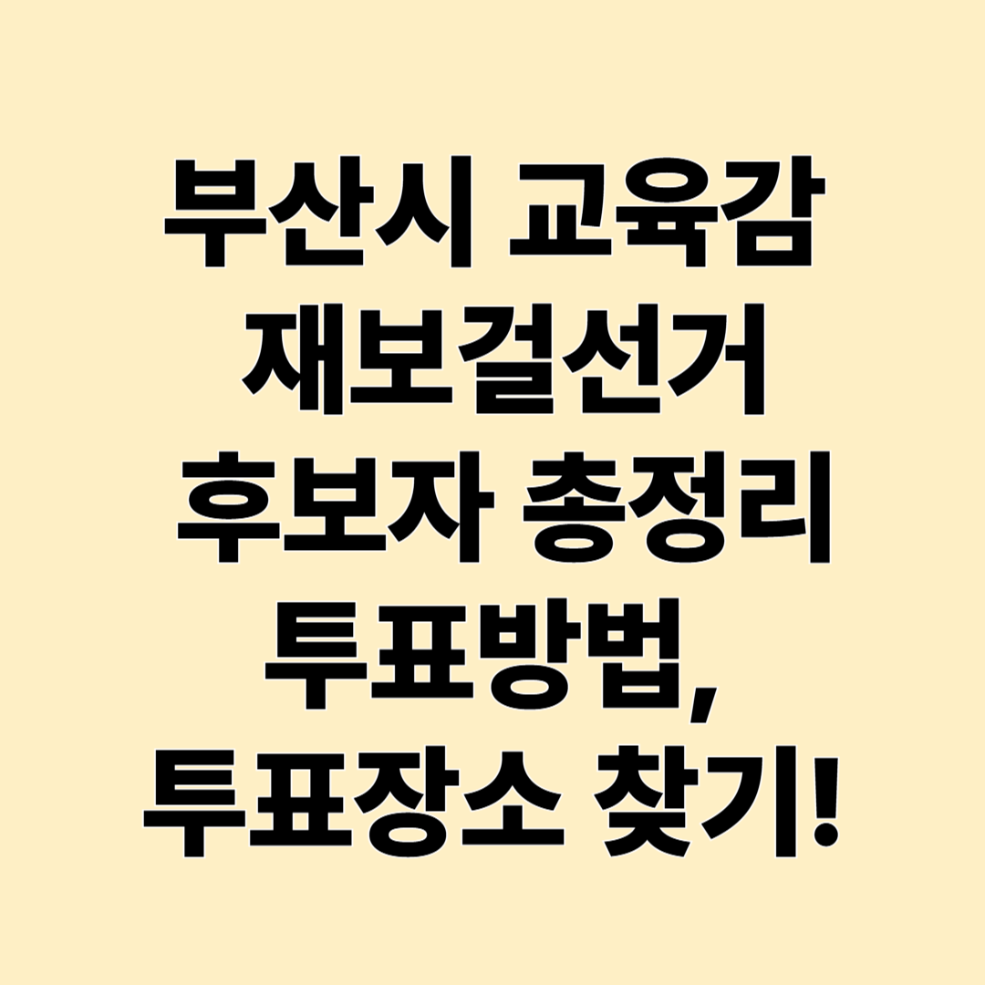 [4월 2일 실시간]2025 부산 교육감 재선거 후보자 총정리, 투표 방법 ,투표소 찾기 한눈에!