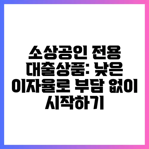소상공인 전용 대출상품: 낮은 이자율로 부담 없이 시작하기