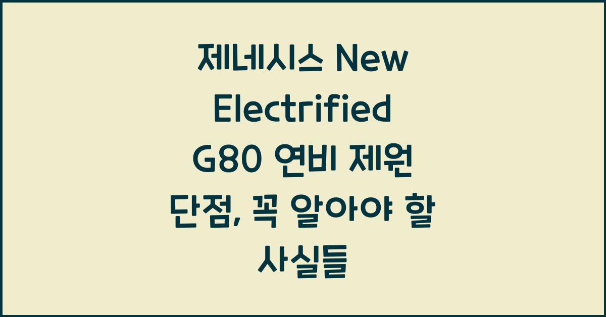 제네시스 New Electrified G80 연비 제원 단점