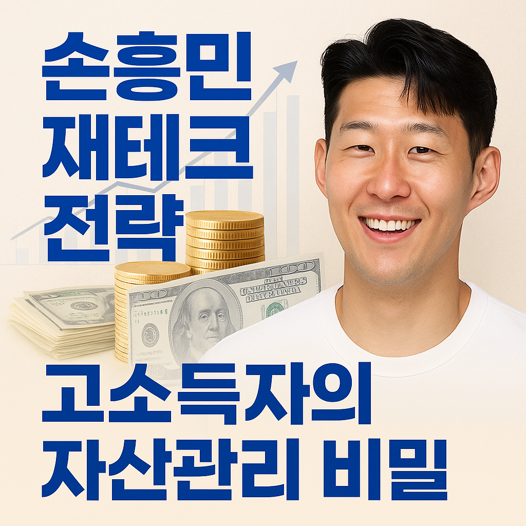 손흥민 이미지와 재테크 키워드를 결합한 밝고 금융적인 느낌의 썸네일