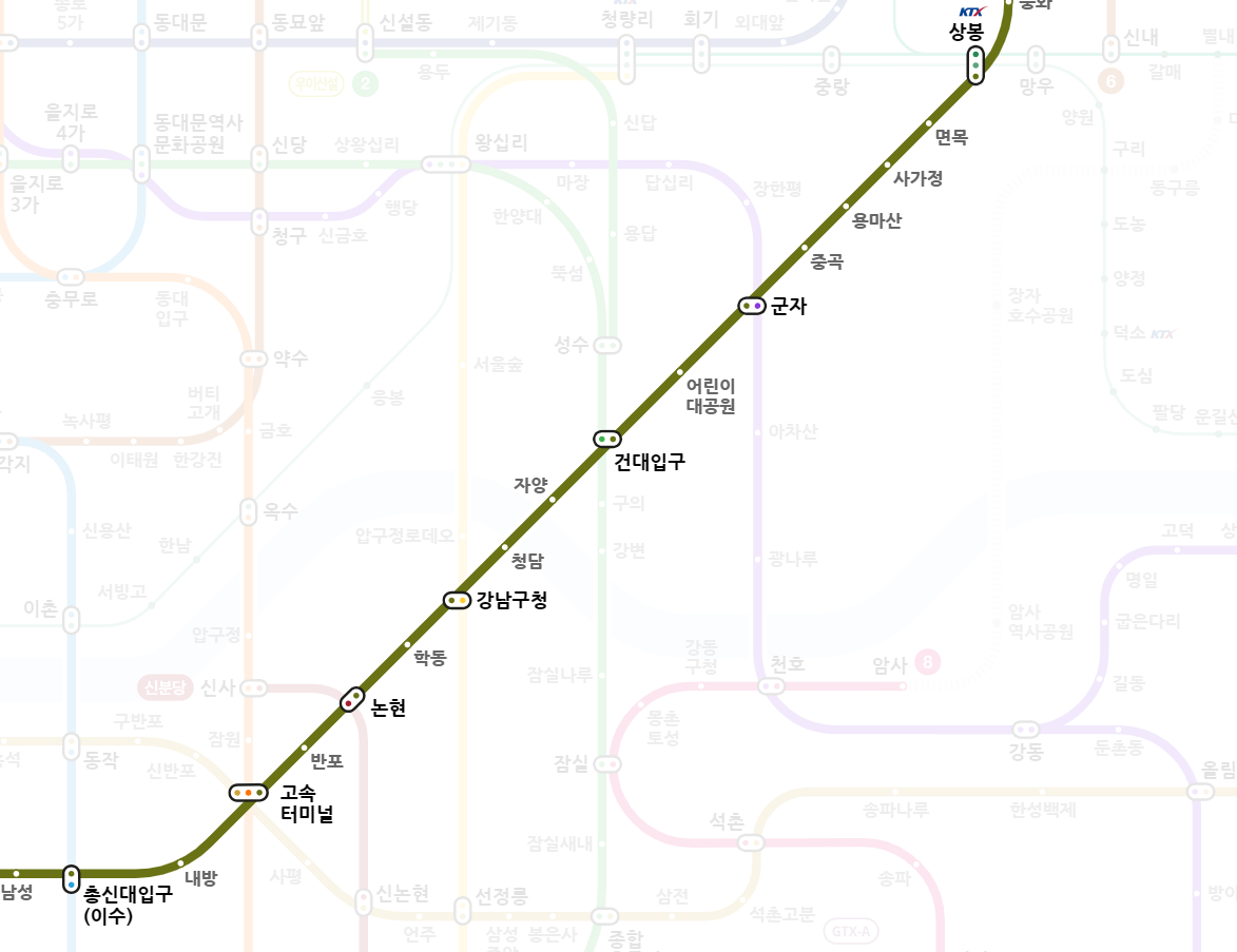 서울 7호선 지하철 노선도 크게 보기