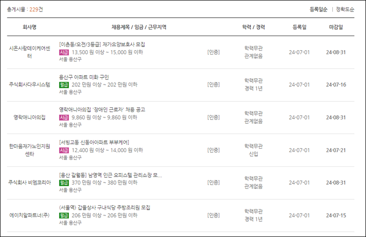 용산구청-구인구직