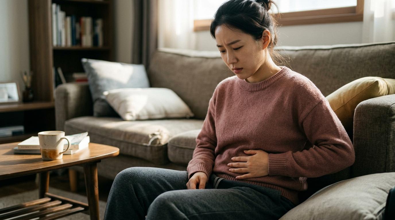 왼쪽 아랫배가 가끔가다 따끔따금 뭐가 찌르는 거 같아요.