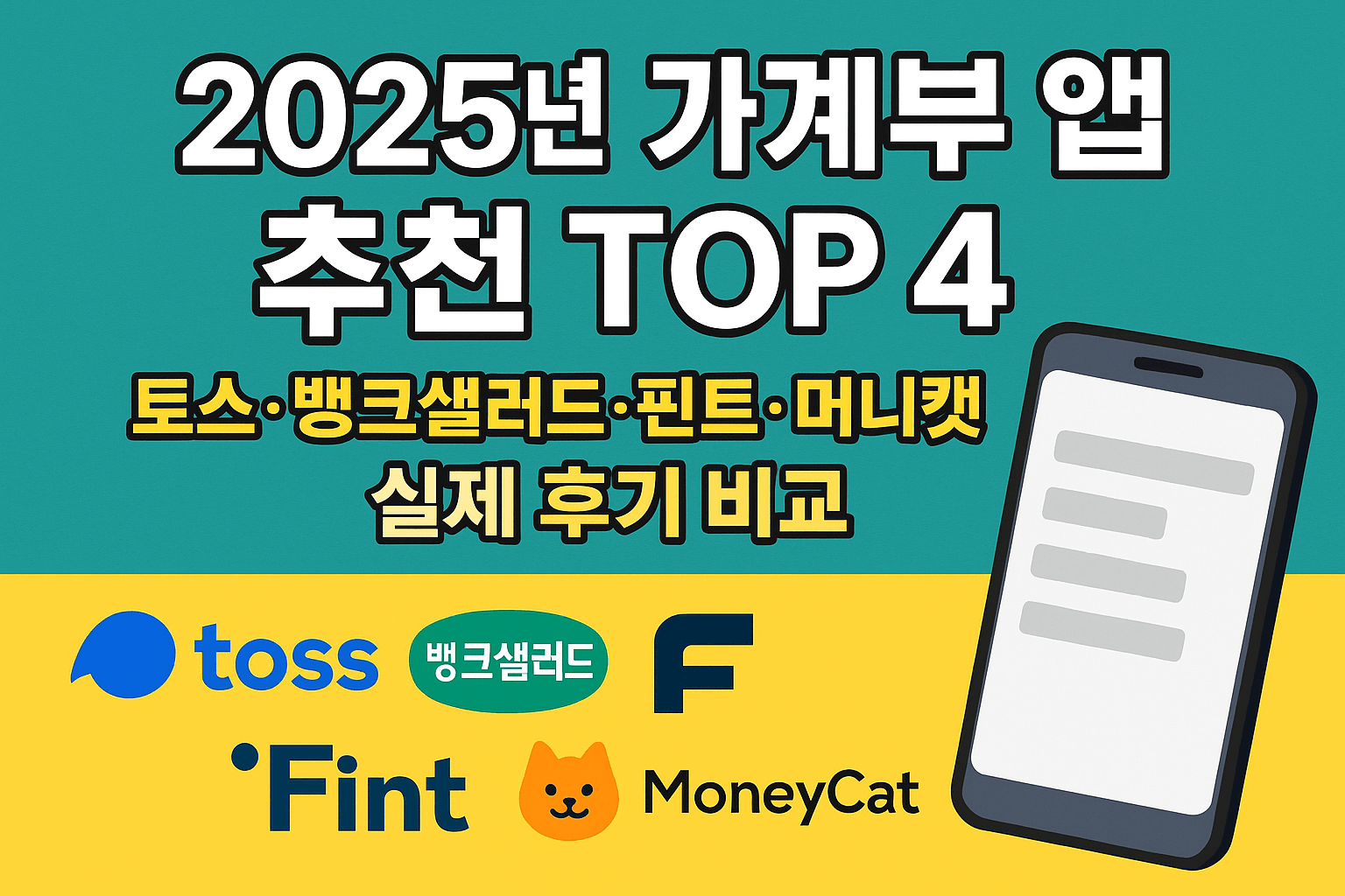 2025년 가계부 앱 추천 TOP 4｜토스&middot;뱅크샐러드&middot;핀트&middot;머니캣 실제 후기 비교