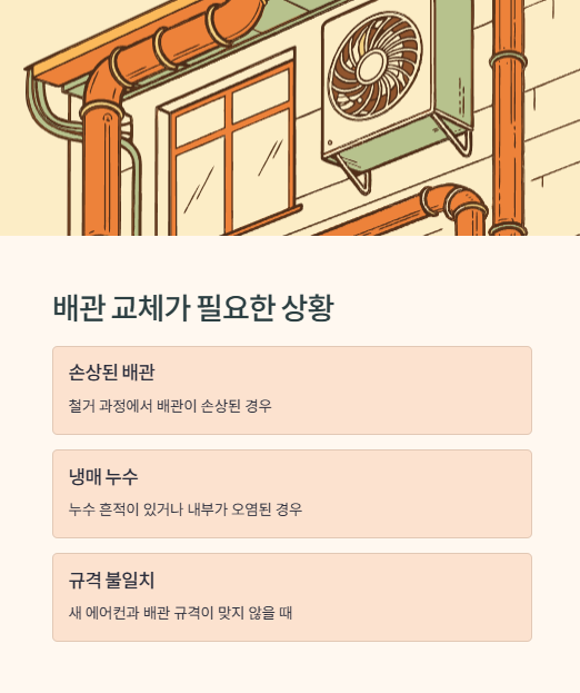 배관 교체가 필요한 상황