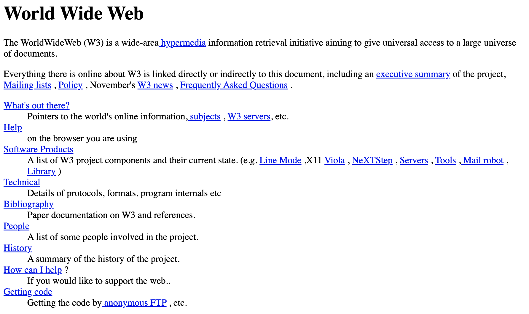 최초의 웹브라우저 World Wide Web