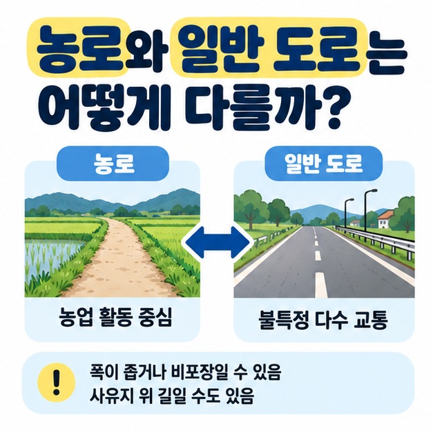 농로가 농업용 이동과 농산물 운반에 쓰이는 모습을 보여주는 그림