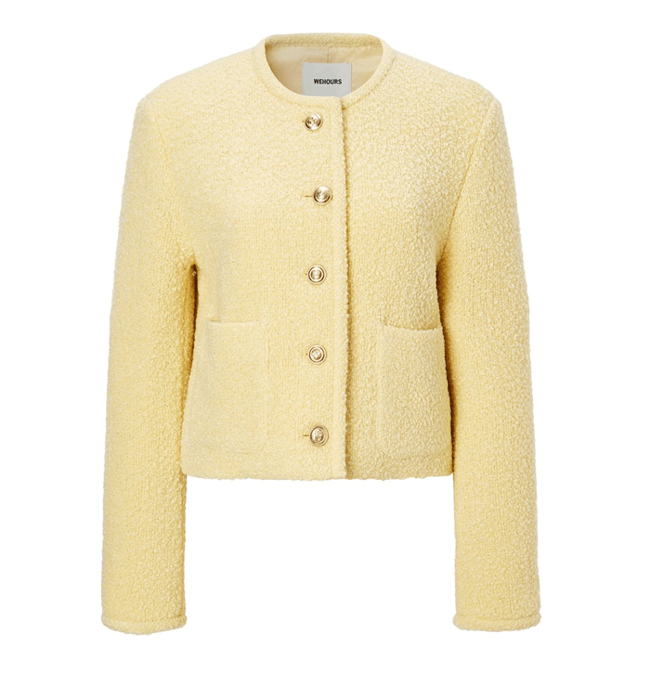 위아워스 옐로우 크롭 트위드자켓